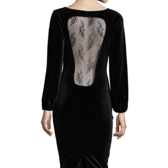 NWT Wyatt Velvet Dress Cowl Neck Lace XS Black - Picture 2 of 5